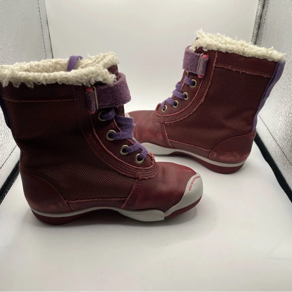 Plae Noel burgundy girls leather hi boots size 8c waterproof